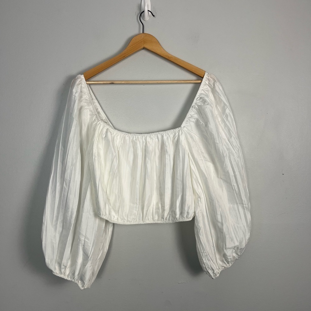 New Show Me Your MuMu Crop Top White Crinkle Size XL